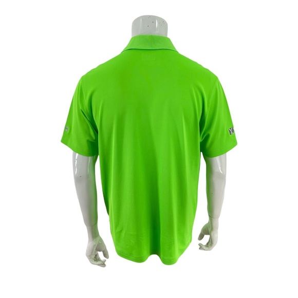 Under Amour Loose Heatgear Fluorescent Green Golf Polo Shirt Youche CC Mens L - Picture 8 of 11